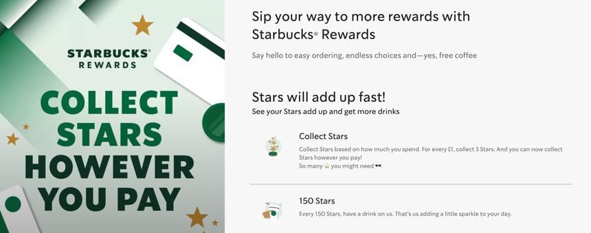 Starbucks earn and burn points rewards programme